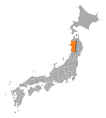 Map - Japan, Akita