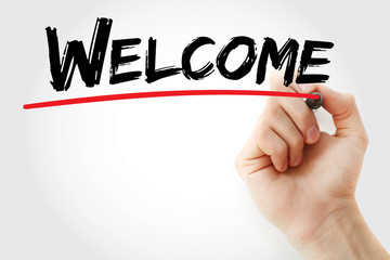 Hand writing Welcome with marker, business concept