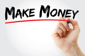 Hand writing make money with marker, business concept