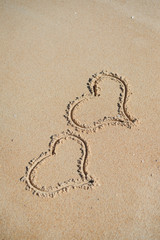Love hearts valentines day on the beach