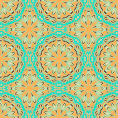 Seamless pattern. Decorative vintage pattern with mandalas. Vector background
