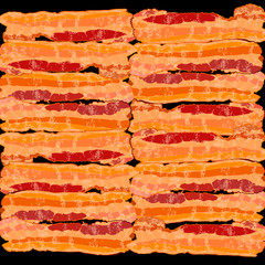 Texture with bacon strip design. Sliced bacon pattern. Vector Illustration
