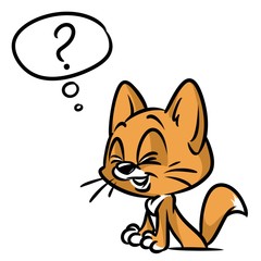 Cat surprising question cartoon illustration isolated image animal character