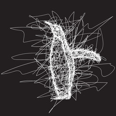 T-shirt graphics. Simple drawing liner. Doodle. Children's drawing. Penguin