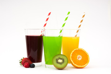 Fresh fruit smoothies isolated on white background
