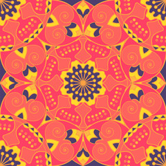 Seamless pattern. Decorative vintage pattern with mandalas. Vector background