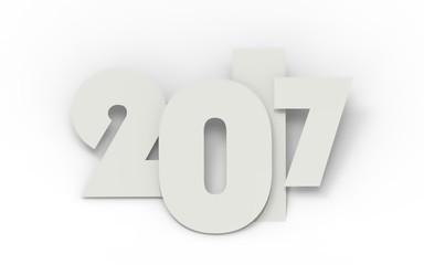 2017 New Year concept. 2017 on white background. 3D illustration