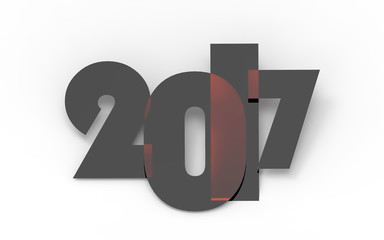 2017 New Year concept. 2017 on white background. 3D illustration