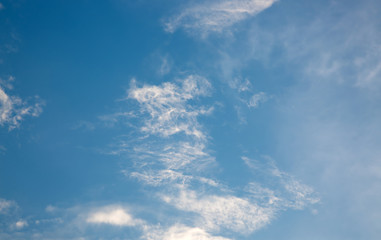 blue sky background with  clouds ,blur,selective focus