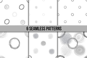 Scribble Circles Seamless Pattern Set