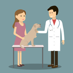 Woman, Dog and Veterinarian