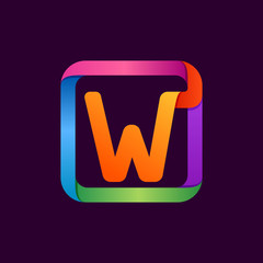 W letter colorful logo in square.