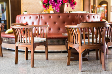 armchairs with pillows, interior style