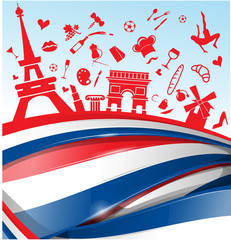 france background with flag and symbol