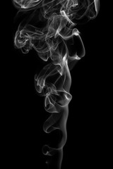White smoke, isolated on black background.
