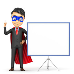 3d businessman super near the stand