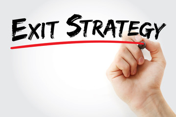 Hand writing Exit Strategy with marker, business concept