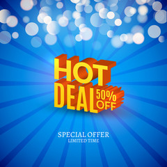 Hot deal sale 3d letters poster. Promotional marketing Sale poster