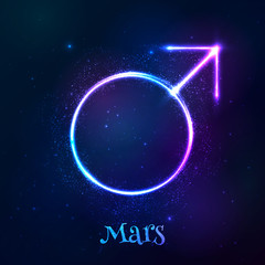 Shining blue neon light Mars astrological symbol © art_of_sun