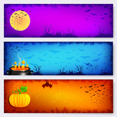 Colorful vector Halloween banners backgrounds set