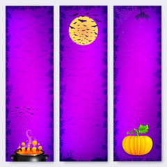 Purple vector Halloween banners backgrounds set