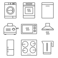 Kitchen appliance icon set. Home electronic devices. Stock vector isolated illustration.