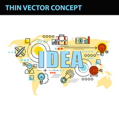 thin line consept wit fkat business icons