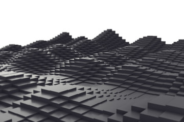 Abstract background, black metal cubes in the form of a wave. 3d illustration