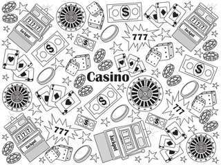 Casino colorless set vector illustration