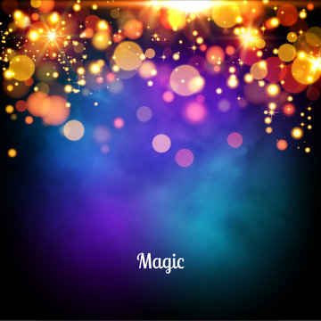 Magic background design. Vector magic lights background