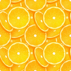 Orange juicy slice vector seamless pattern
