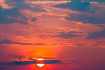 colorful dramatic sky with cloud at sunset