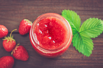 Jar of strawberry jam