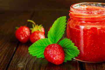 Jar of strawberry jam
