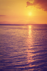 Fototapeta premium landscape of sea and beautiful sky with a sunset ; Songkhla Thailand (vintage style)