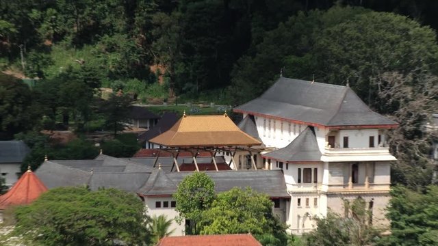 View to golden roof of the Temple of the Tooth (Sri Dalada Maligawa) in Kandy, Sri Lanka.