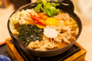 Chau sukiyaki japanese food; healthy fresh hot cooking
