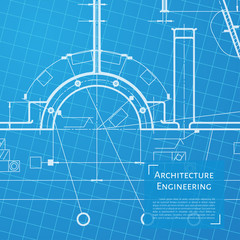 Vector technical blueprint of mechanism