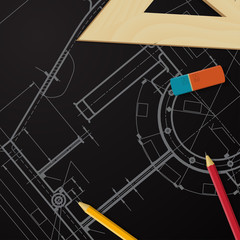 Vector technical blueprint of mechanism