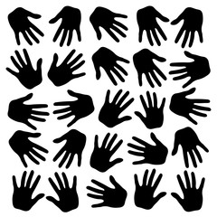 set of vector black human hand prints