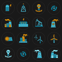 Energy Ecology and Pollution Vector set of icons