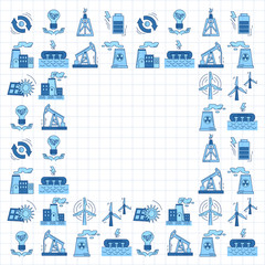 Fototapeta na wymiar Energy Ecology and Pollution Vector set of icons