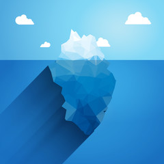 Vector 3d iceberg illustration concept. Success, clean blue cold sea or ocean concept.