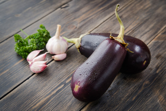 Fresh healthy eggplants