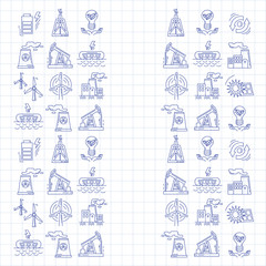 Energy Ecology and Pollution Vector set of icons