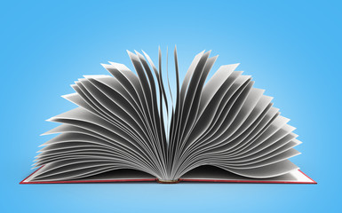 open book 3d render on gradient background