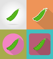 peas vegetable flat icons with the shadow vector illustration