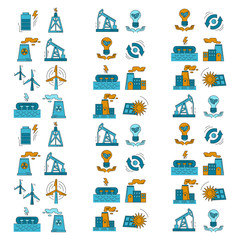 Obraz premium Energy Ecology and Pollution Vector set of icons