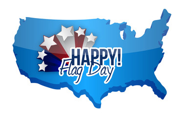 happy flag day us map illustration design
