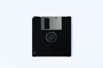 black colorful floppy disk or diskette isolated on white backgro